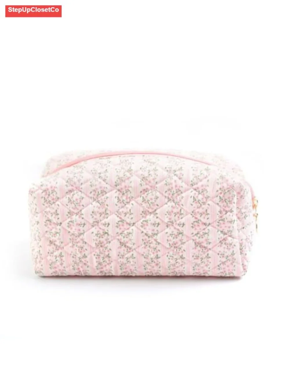 Quilted Floral Cosmetic Bag Women Travel Toiletry Makeup Organizer Portable